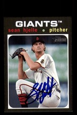 Signed Baseball Card Auto Sean Hjelle 2020 Topps Heritage Minor #12 Giants