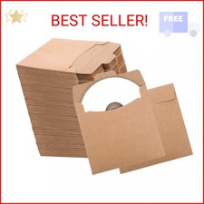 Fasmov 150 Pack CD Sleeves Kraft Paper DVD Envelopes, 5" x 5" Blank CD Paper Car