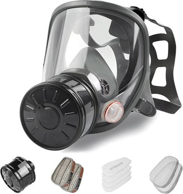 sykua Vollgesichts-Gasmaske, Masken Survival 1 Stück (1er Pack), schwarz 
