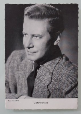 DIETER BORSCHE Starkarte s/w Postkarte Souvenir / Edgar Wallace Dr. Mabuse 