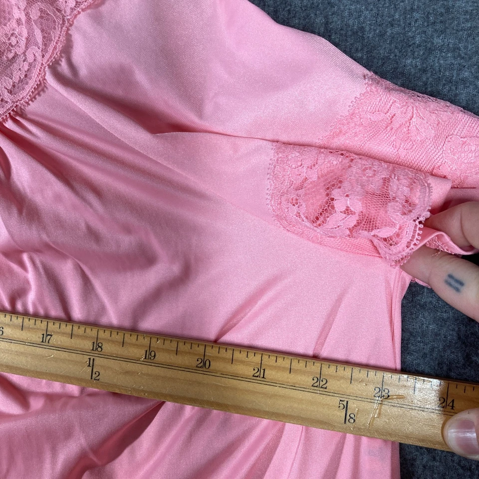 Vintage Shadowline Nightgown Womens Small S Pink All Nylon - Image 3 of 4