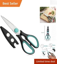 8-Inch Stainless Steel Kitchen Shears with Protective Sheath Micro-Serrated...