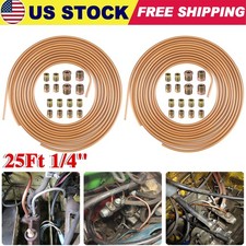 2pcs Copper Nickel Brake Line Tubing Kit 25ft 14 Od Coil Roll With 16 Fittings