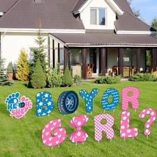 Gender Reveal Yard Signs with Stakes Baby Shower Decorations Boy Or Girl Letters