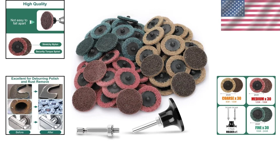 Roll Lock Die Grinder Sanding Discs Set - Fine Medium Coarse - Image 2 of 4