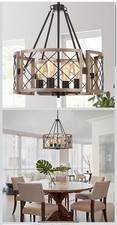 Modern Farmhouse Chandelier, Rustic 4-Light Dining Room Chandelier
