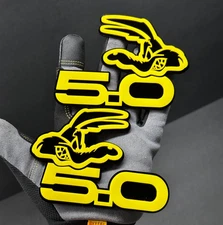 COYOTE 5.0 Emblem Badges Yellow On Black Fender Angry Aggressive Racing