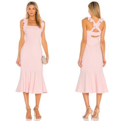 LIKELY Hara Ruffle Midi Dress in Rose Shadow