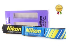 Rare Set   Unused in Box  Nikon Professional Neck Strap Blue Yellow Black Japan