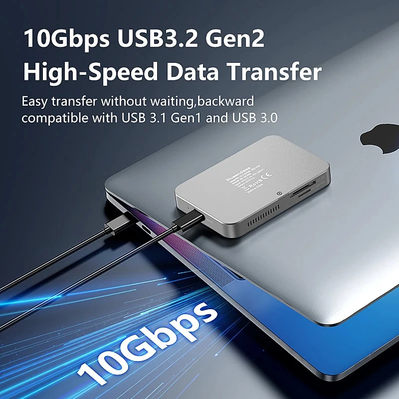 USB Hub with PD Charging NVME M2 SSD Enclosure Type C 8 in1 Hubs Docking Station
