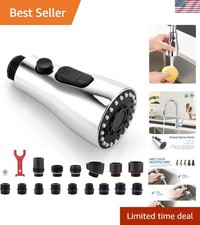 Ergonomic Kitchen Faucet Sprayer with 3 Modes   Chrome Finish  15 Connectors