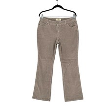 St Johns Bay Women's Petite 10P Corduroy Pants Tan Khaki Bootcut Stretch Cotton