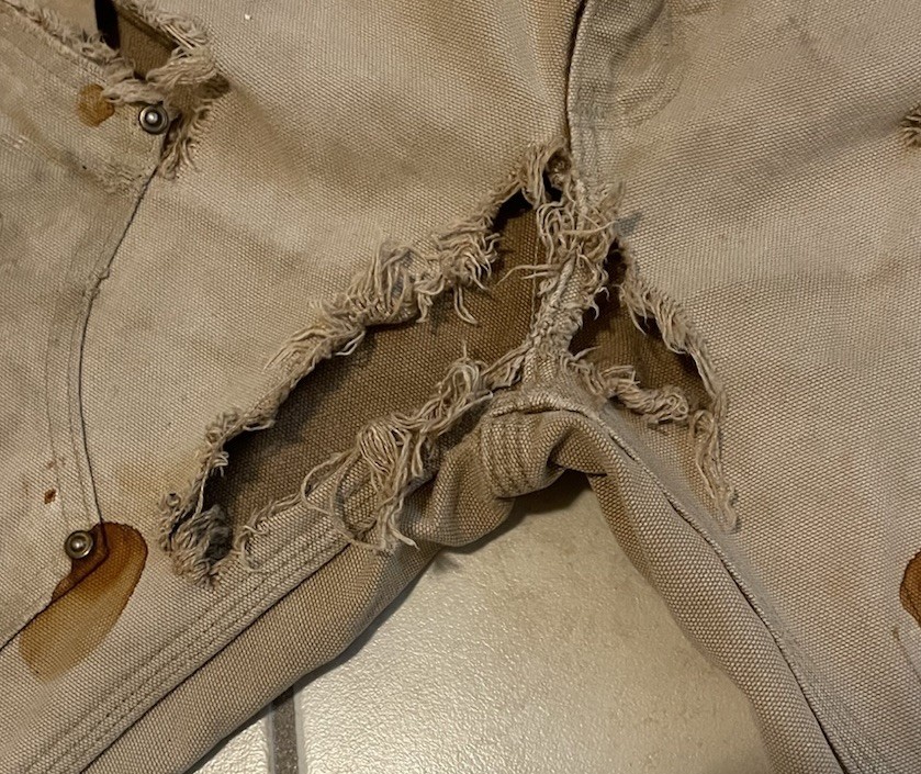 Vtg Carhartt Destroyed Thrashed Faded Double Knee Pants 32 Biker