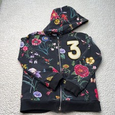 Zara Girls Floral Zip Front Hoodie 7