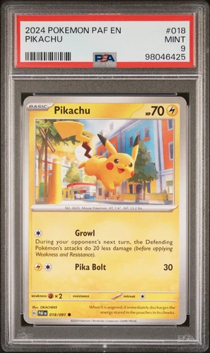 2024 POKEMON PALDEAN FATES PAF EN #18 PIKACHU PSA 9 LOW POP!