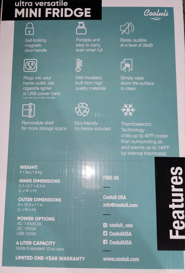 COOLULI Classic 0.14 cu. ft. Retro Mini Fridge in White - Image 3 of 3