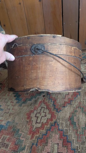 Antique Early Primitive Wood Bail Handle Pantry Box Attic Surface 11.25" - Picture 4 of 13
