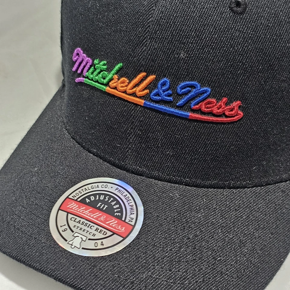 Gorra de béisbol Mitchell & Ness negra arco iris ajustable gorra nueva bordada  Foto 2 de 4