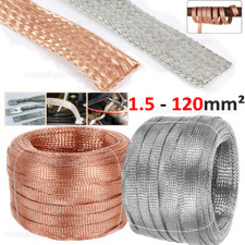 Braided Fabric Cable Flat Pure Copper / Tinned Copper Shield Braided Sleeve Wire