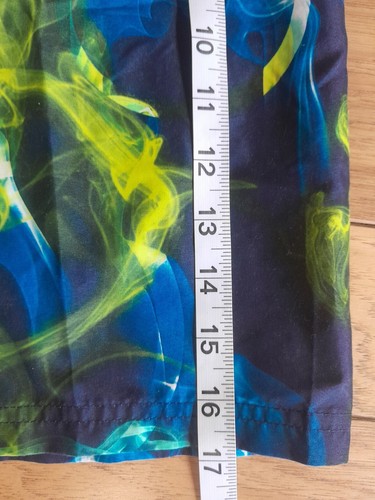 Ocean Pacific Op Swim Trunks Boy Size 8 Blue Yellow Swirls Lined, Drawstring - Picture 6 of 8
