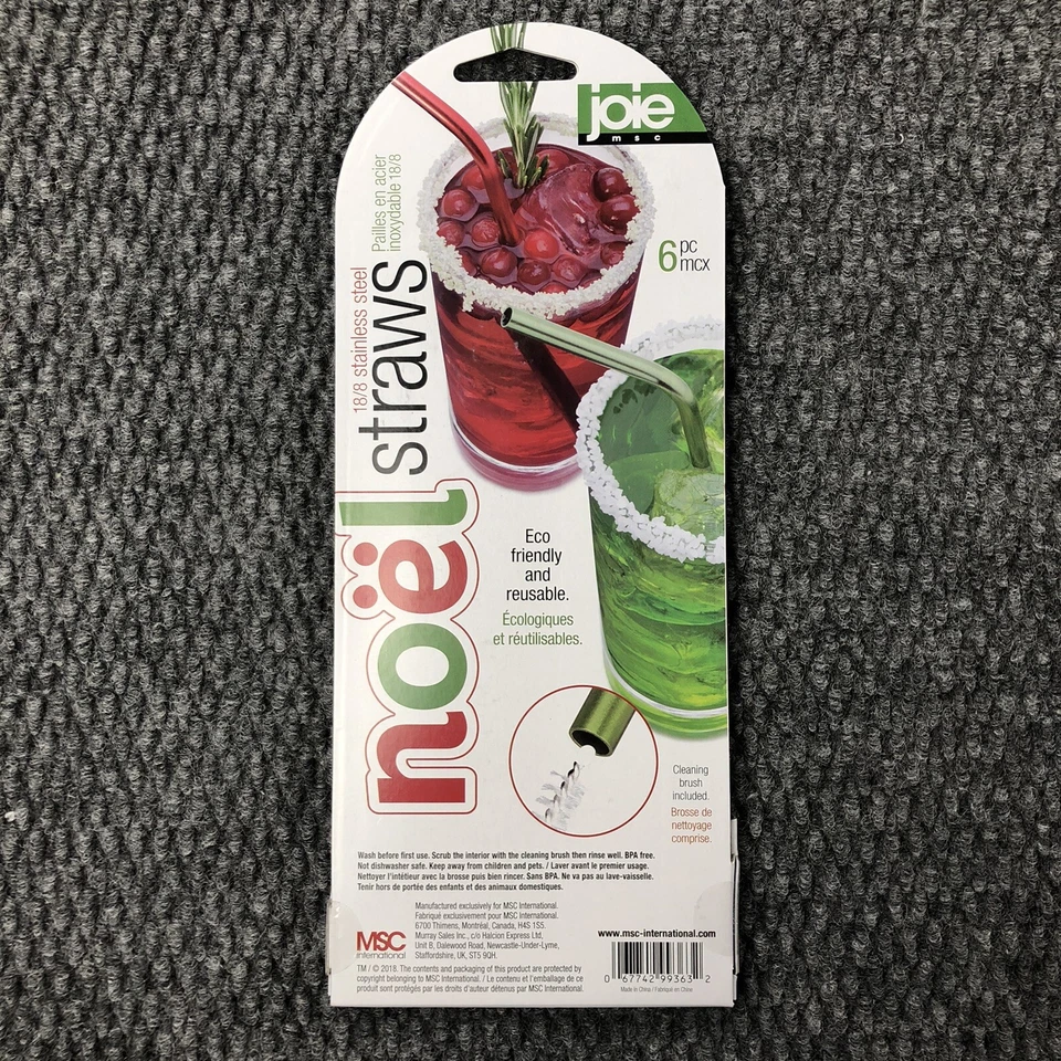 JOIE 6 pajitas reutilizables de acero inoxidable con cepillo de limpieza verde rojo y dorado Foto 3 de 4