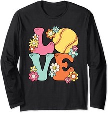 Softball Love Cute Softball Lover Women Design Long Sleeve Tshirt