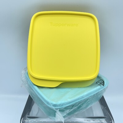 TUPPERWARE Lunch-It Container Divided Set of 2 Yellow Teal NEW
