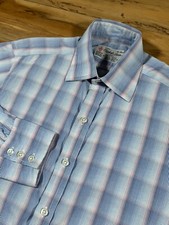 Turnbull Asser Pink Blue Gradient Graph Check Spread Collar Shirt 15 38