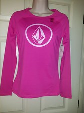 VOLCOM Surf Tee 30 Anti-UV Quick Dry Solid Pink Long Sleeve Rash guard Sz. M
