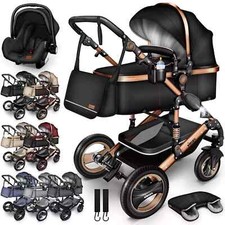 KIDUKU® 3 in 1 Kombi-Kinderwagen Buggy Reisebuggy inkl. Auto- Babyschale Faltbar