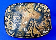 Large Cross Print Vintage Religious Faith Symbol Leather on Metal Belt Buckle