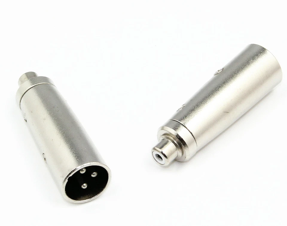 2 pcs Metal XLR 3 Pin Male Jack Plug to Mono RCA Phono Female Adaptor Converter - Image 2 of 4