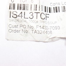 Threaded Coupling Stainless Steel 3/4" IS4L3TCF