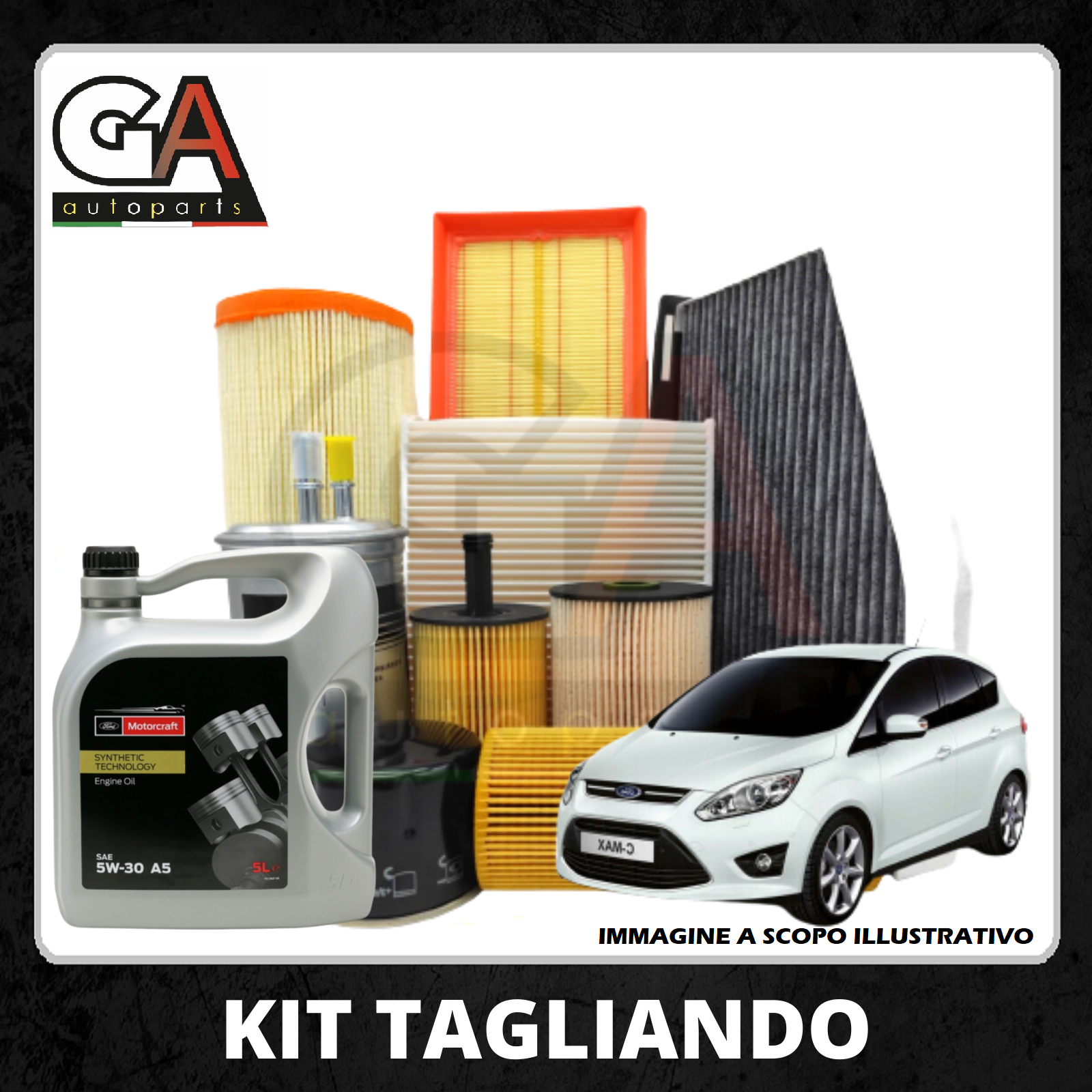 Kit Tagliando Ford C-max II 1.6 tdci 4 filtri 5 litri Ford Motorcraft 5w30 dal 2