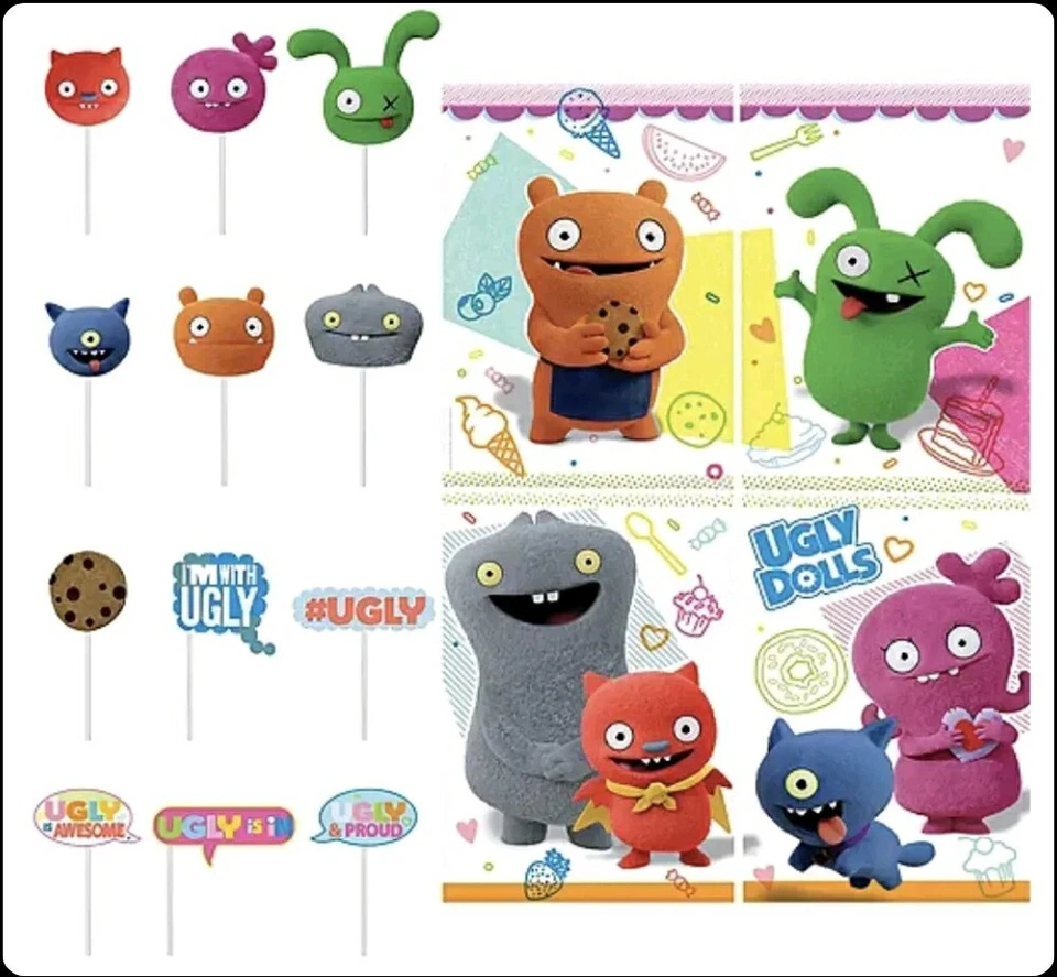 Telón de fondo para escenarios de películas Ugy Dolls con 12 accesorios para cabina de fotos fiesta de cumpleaños  Foto 3 de 4