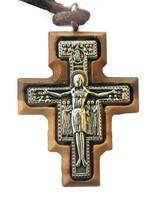 San Damiano Kreuz St. Franziskus Olivenholz Kreuz Mit Halskette Seil 1,2 Inc