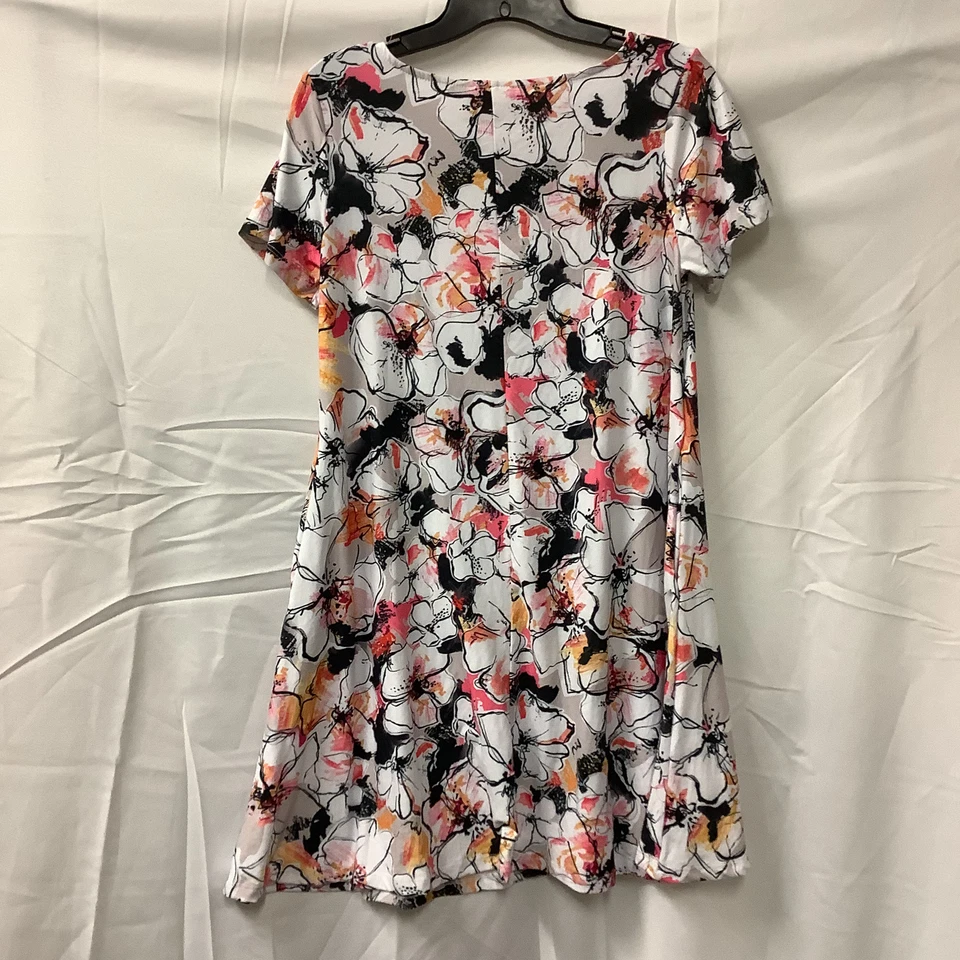 Yelete женщин Shift платье многоцветный цветочный короткие рукава круглый вырез размер маленький - Изображение 2 из 4