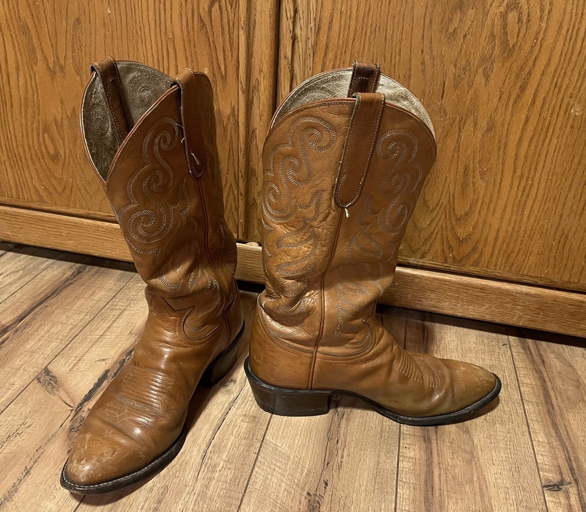 Tony Lama Peanut Brittle Smooth Ostrich Boots Size Style H0046 EUC
