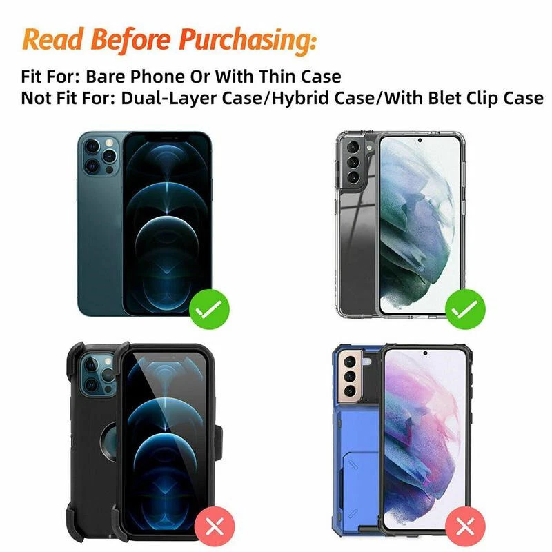 Cell Phone Pouch Tactical Holster Metal Belt Clip Loop Rugged Case (2 sizes) - Image 3 of 4