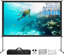 Projector Screen 120” Outdoor 16:9 Ratio 3-Layer PVC Movie Display 160° Viewing