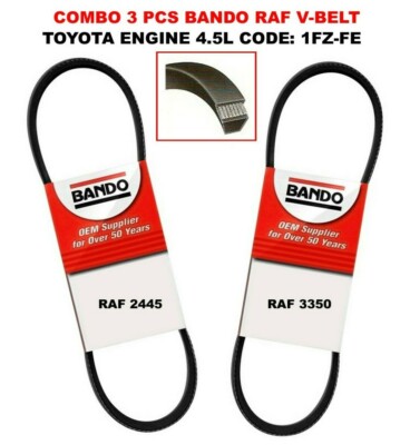COMBO 3 PCS BADO V-BELT 1-RAF2445 / 2-RAF3350 Fit TOYOTA 4.5L ENGINE 1FZ-FE