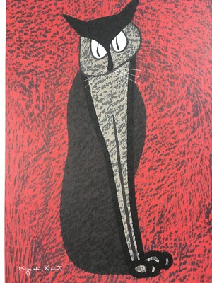 Kiyoshi Saito Famous Cat Image On Postcard Steady Gaze