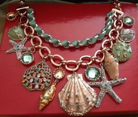 St. Thomas Gold Tone Runway, Beach &nautical Motif Charm Necklace St. Thomas Gold Tone Runway, Beach &nautical Motif Charm Necklace