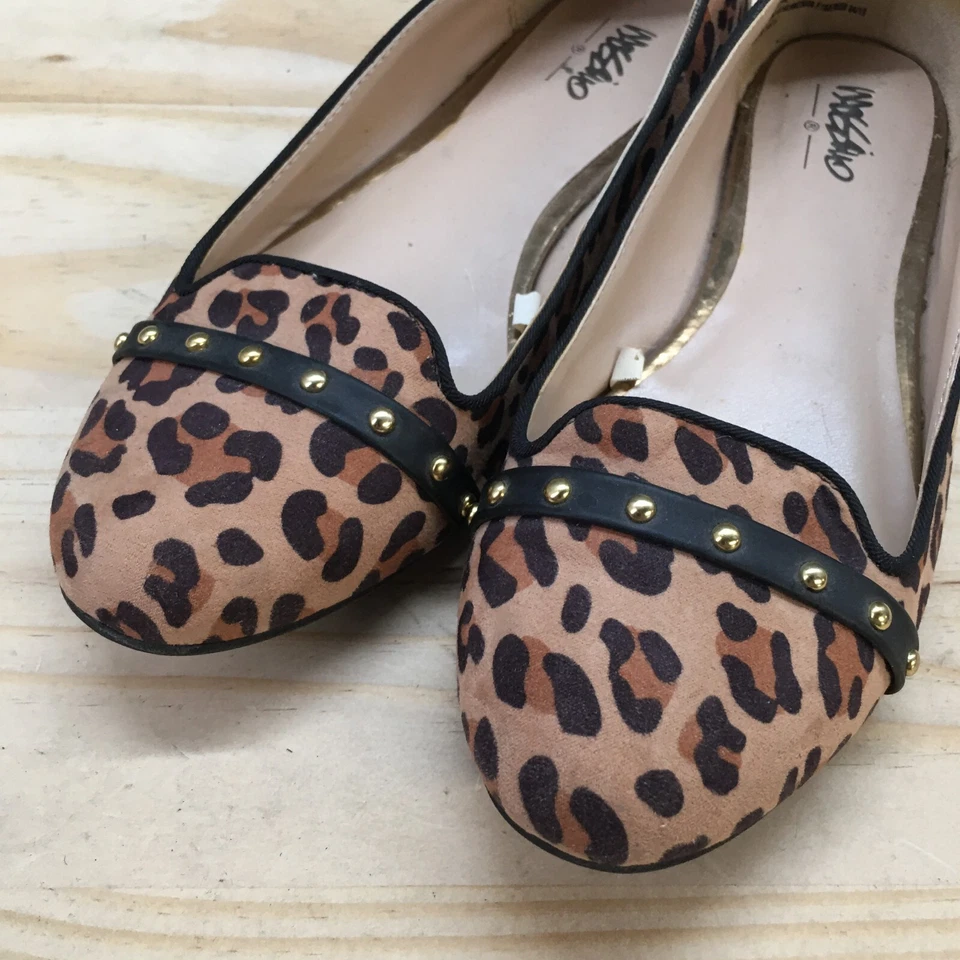 Mossimo Supply Co Zapatos Mujer 6.5 Leopardo Planos Mocasín Tela Marrón Informal Tachuela Foto 4 de 4