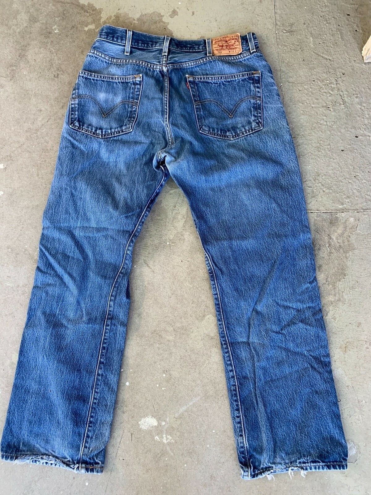 Levi's 501 Distressed Ripped Straight Leg Jeans Actua… - Gem