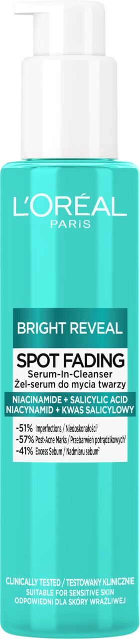 Loreal Bright Reveal Spot Fading Serum in Cleanser Niacinamide & Salicylic Acid