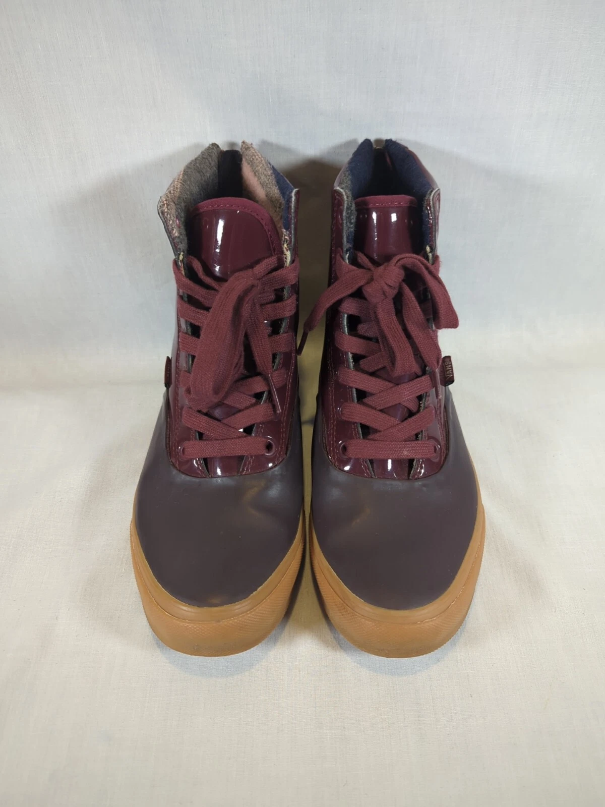 Stivali Vans Maroon gomma stringati zip antipioggia anatra donna taglia 6 5 stile 721454