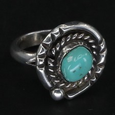 VTG Sterling Silver - NAVAJO Braided Turquoise Statement Ring Size 5 - 5g