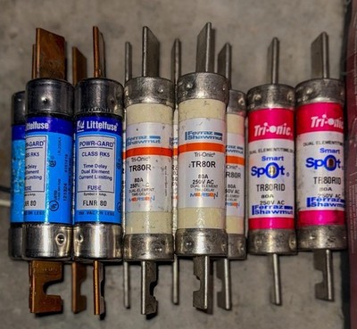 80 Amp Dual Element Time-Delay Class RK5 Fuse (250V) *NOB* (Mixed Lot Of 12)