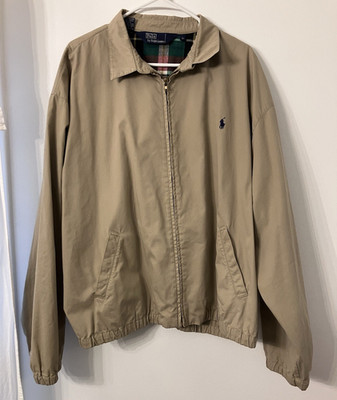 Polo Ralph Lauren Harrington Jacket XL Beige Cotton Full Zip Lined